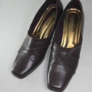 Comfort Plus by Prediction Dark Brown Faux Leather Block Heel Shoes Size 10